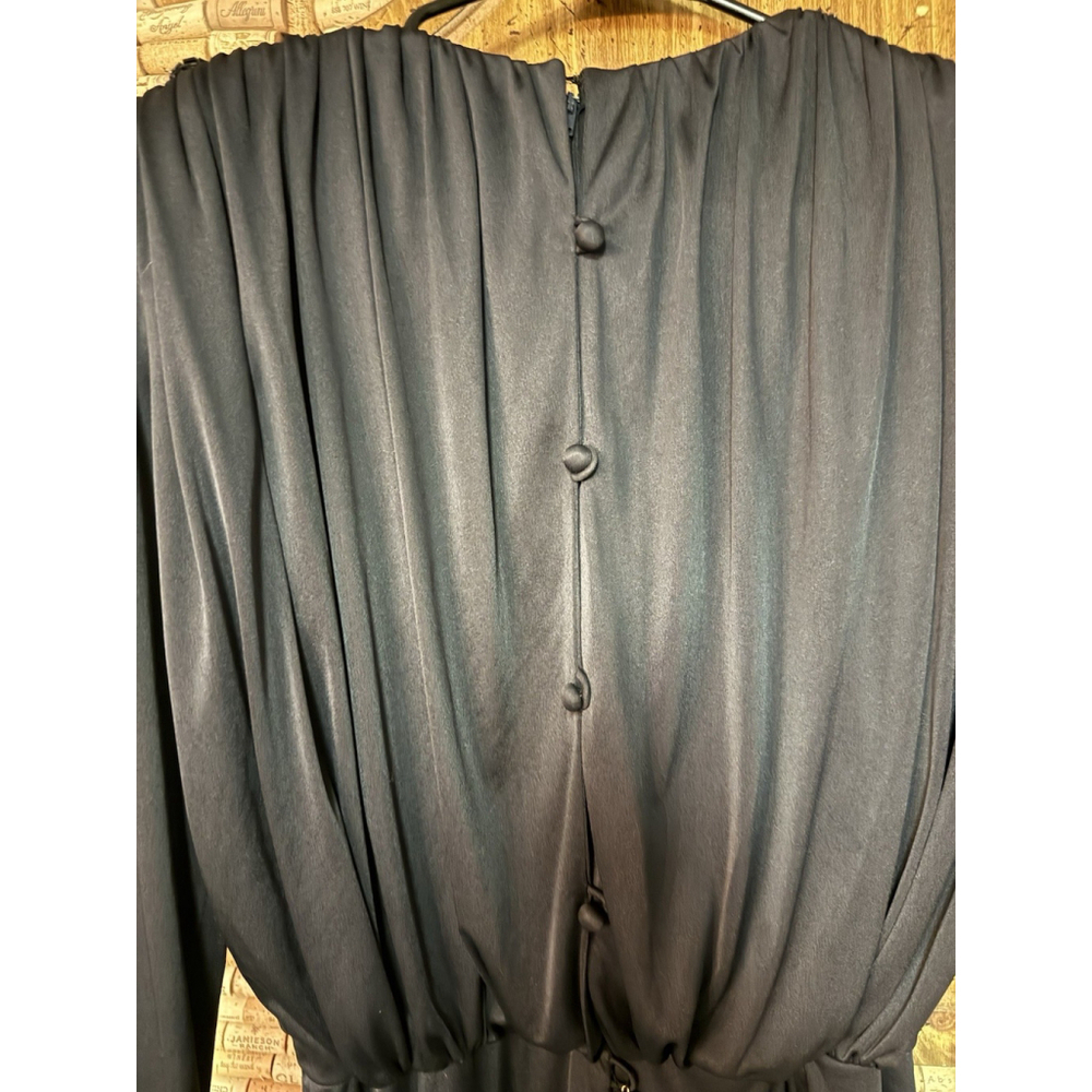 Vintage 80s Miss Elliette California black sequin Shoulder VNeck Evening Gown 12 - Picture 8 of 10